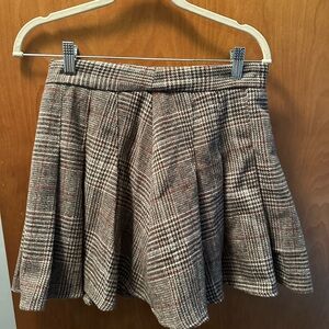 SHEIN Plaid Skater Skirt - Brown and Gray